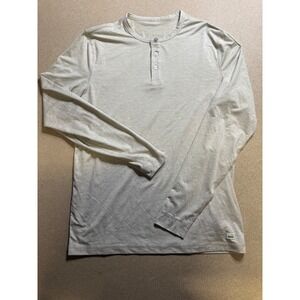 Linksoul‎ Long Sleeve Henley Shirt Casual Everyday Top Heathered Beige Size M